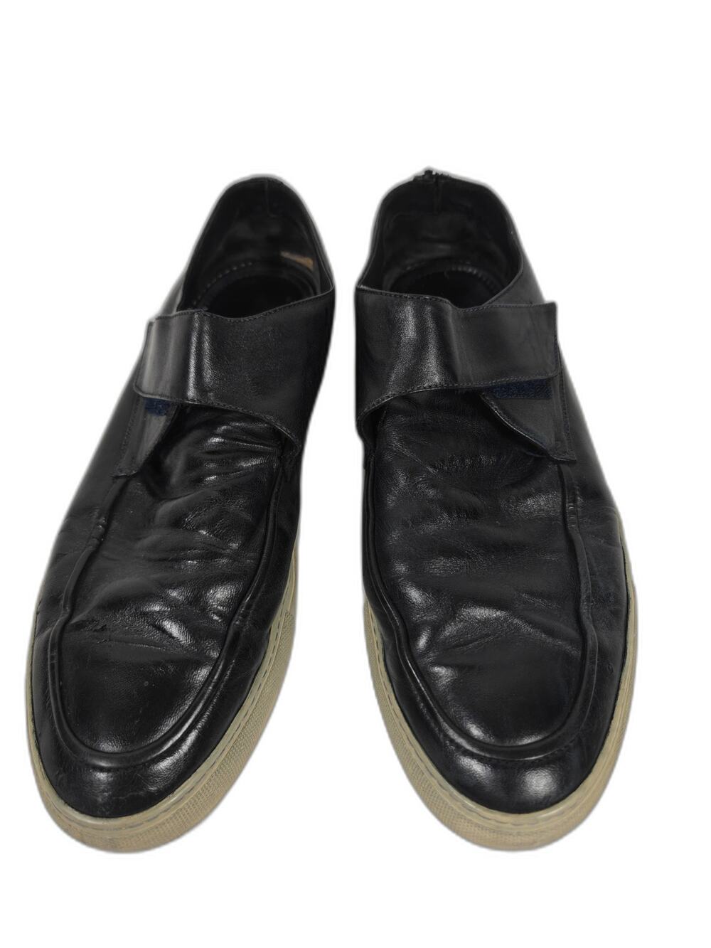 Men's Giorgio Armani Leather Monk Strap Sneakers Black